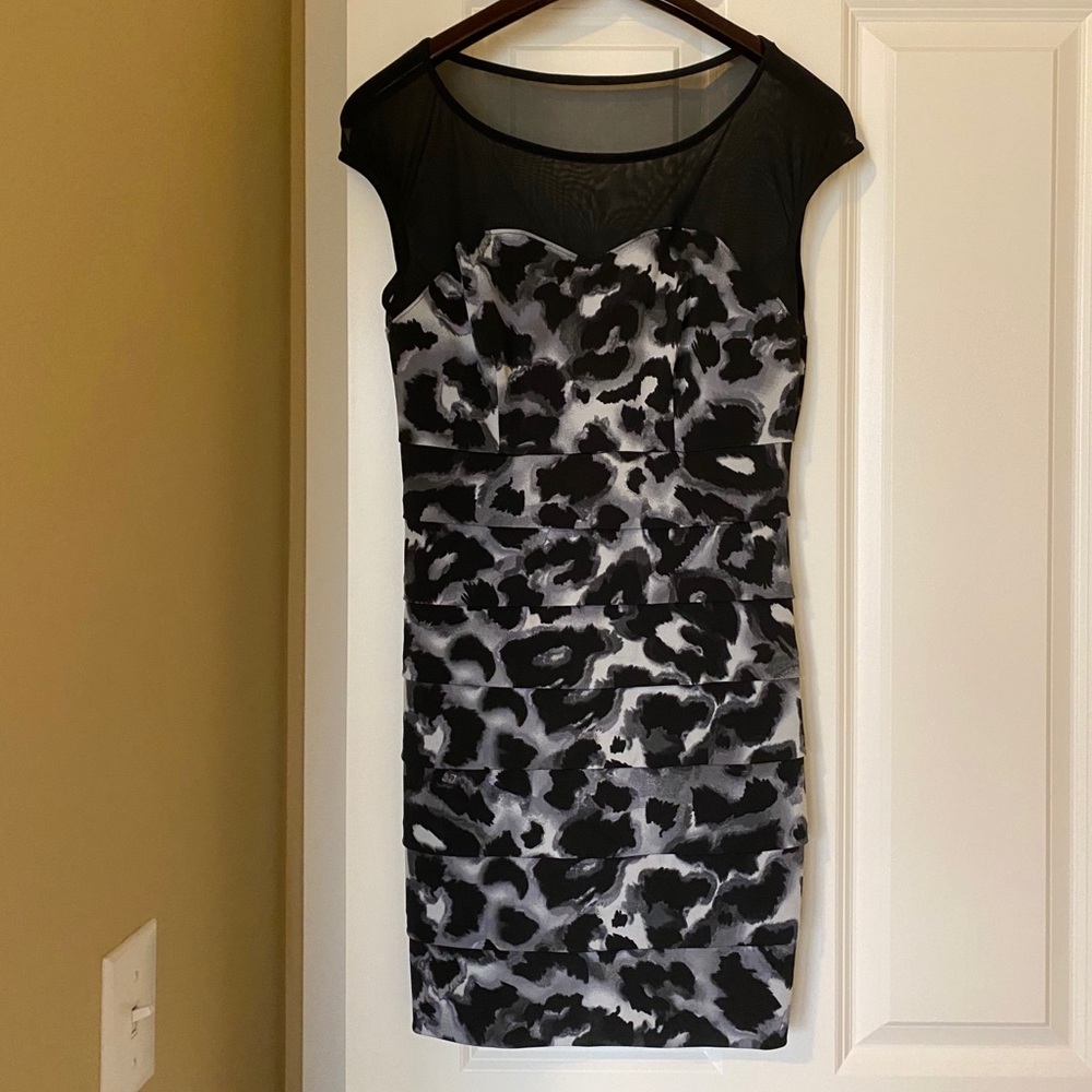 Black animal print going out/cocktail dress